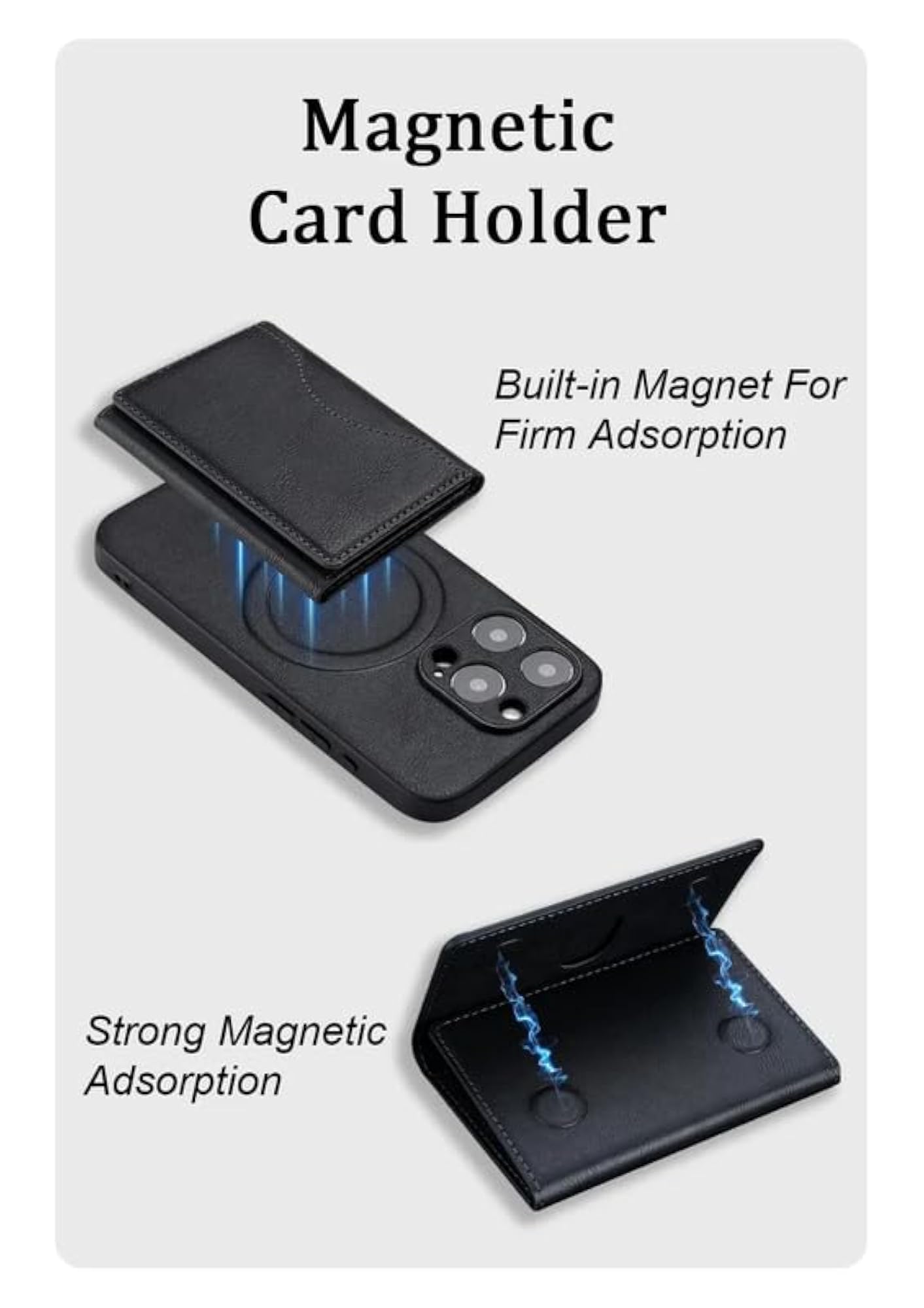 Tri-Fold Minimalist Wallet with Stand, Magnetic Closure