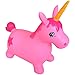 AppleRound Unicorn Bouncer with Hand Pump, Inflatable Space Hopper, Ride-on Bouncy Animal for Children (Pink)