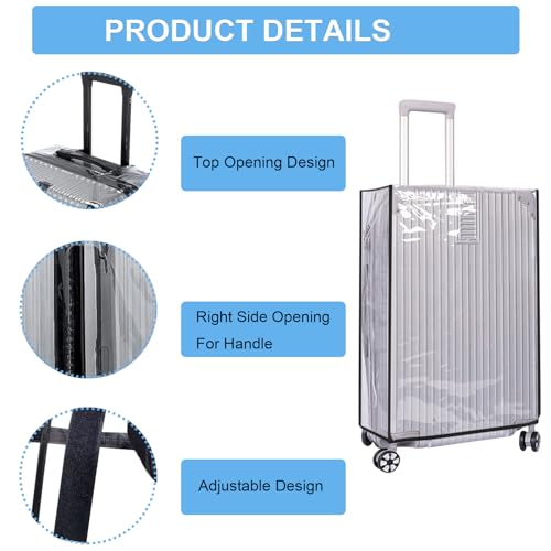 3PCS Waterproof Luggage Protective Cover with Colorful Straps Clear Suitcase Cover Protectors PVC Transparent Travel Dustproof Luggage Sleeve Protector(20 Inches, 24 Inches, 28 Inches)4