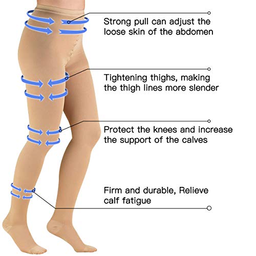 Image of 2 PCS Compression Pantyhose 20-30mmHg Tight Support Stockings Gradient Compression Closed Toe for Women Swelling Varicose Veins Edema M
