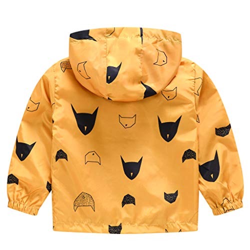 Image of TUIJI Toddler Boys Girls Cartoon Print Zip Jacket Hooded Trench Lightweight Kids Coats Windbreaker Casual Outerwear