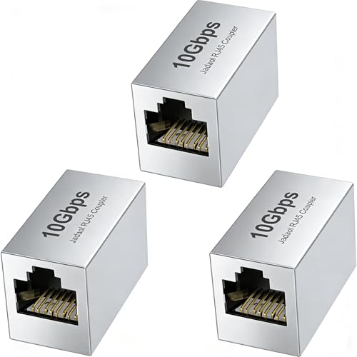 Jadaol [UL Listed Shielded 10Gbps Inline RJ45 Coupler 3-Pack, White