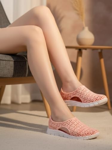 Image of Women's Hollow-Out Slip-On Sandals, Waterproof, Breathable Cutout Design, Casual Flat Shoes