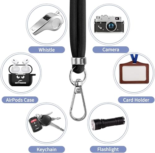Image of TOCOL Cell Phone Lanyard Adjustable Neck Strap,1 Pcs Wrist Strap, Universal Crossbody (Black)