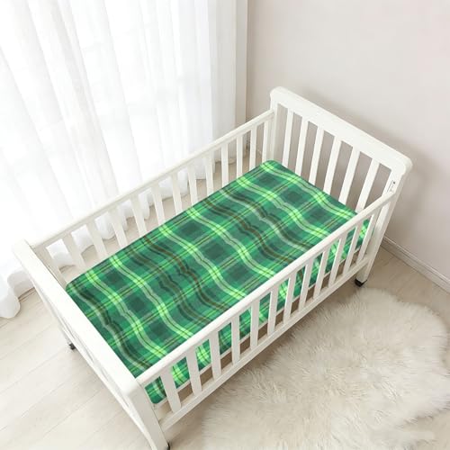 Drap de lit bébé en coton doux vert extensible pour éviter les plis inconfortables - 7