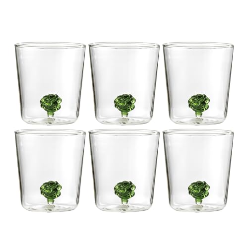 Onlylux Set 6 Bicchieri Acqua in Vetro Borosilicato - Bicchieri Acqua Particolari con Nodo dell’Amore - Bicchieri Acqua Vetro Moderni e Colorati Linea Verre du Monde - Lavabili in lavastoviglie