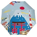 鯉のぼり 和風 日本 折りたたみ傘 ワンタッチ自動開閉 高強度グラスファイバー UPF50+ UVカット 8本骨 98cm 折り畳み傘 晴雨兼用 日傘 台風対応 梅雨対策 高耐久度 収納ポーチ付