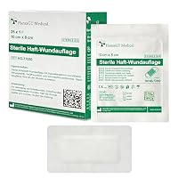 HansaGT Medical Steril Wundpflaster 10cm x 8cm, Steriler Wundverband für sensible Haut, Sensitiv & Selbstklebend Schützt bei Schnittwunden Kratzern zur äußeren Einzeln verpackt 25 Stück
