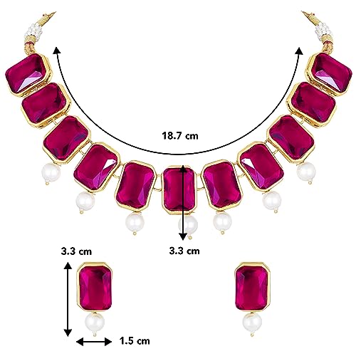 Image of Peora Traditional Crystal Necklace & Jewellery Set Gift for Women