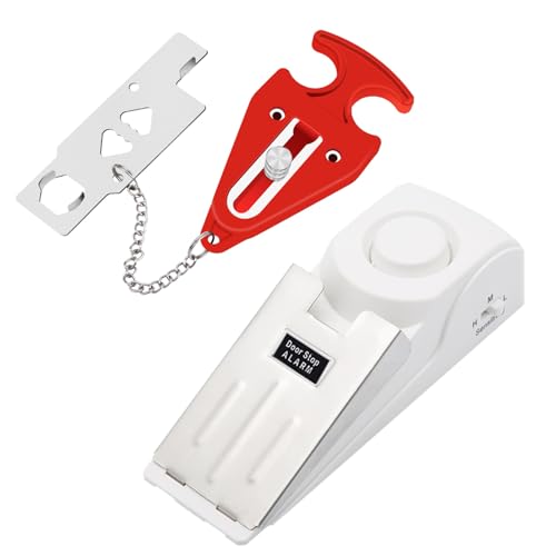 Mengshen Alarma portátil para puerta con cerradura de puerta, sirena de 120 dB, doble seguridad para seguridad adicional de privacidad para el hogar, hotel, viajes