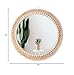 Poeme Boho Wall Mounted Round Mirror - 15 Inch Circle Rattan Decorative Hanging Mirror for Bedroom, Living Room & Bathroom