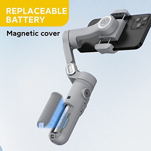 Gimbal Stabilizer For Smartphone W/Led Light Face Tracking Auto-Inception Time-Lapse, Handheld Foldable 3-Axis Phone Gimble For Iphone 13 12 11 Pro/Max/Xs Galaxy S21, Youtube Tiktok- Aochuan Smart X #TOP6