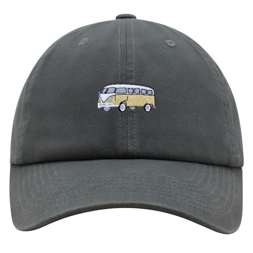 JPAK Beach Van Premium Dad Hat Embroidered Cotton Baseball Cap VW RV Dark Grey