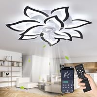 Ventilatore da Soffitto con Luce e Telecomando LED Lampadario con Ventilatori da Soffitto Moderno , Pale a Scomparsa Richiudibili Lampada Dimmerabile Silenzioso Regola la Velocità del vento