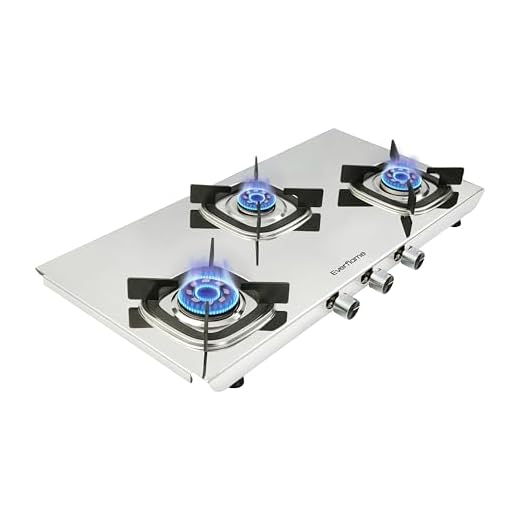 Everflame Photon Bahubali 3-Burner Gas Stove • Heavy-Duty Grade Stainless Steel Body • Gas Saver PetalArc Forged Brass Burners • ISI Certified • 2-Year Warranty & Free Door-step Service