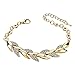 Générique Mode Plein Feuille Bracelet Bracelet Mode Alliage Plein de Diamants Bijoux Argent Choix Perle Inoxydable Quartz Cristaux (Gold, One Size)