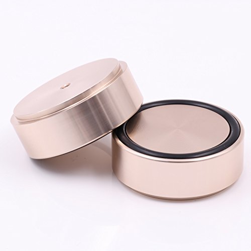 GD-PARTS 58x22mm Machined Full Aluminum Amplifier Speaker Isolation Feet Stand Turntable Recorder Studio Monitor Vibration Pad Cone Floor Base Set of 4 (Gold)