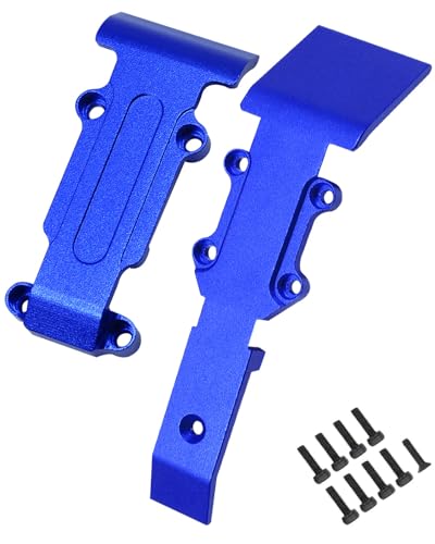 hopsupRC Front Rear Skid Plate Upgrades for 1/16 E-REVO/Mini Slash,2PCS Aluminum Front Rear Skid Plate Hops Up Upgrades Parts for 1/16 E-REVO （71076-3）;Mini Slash （70054-1）,Navy Blue