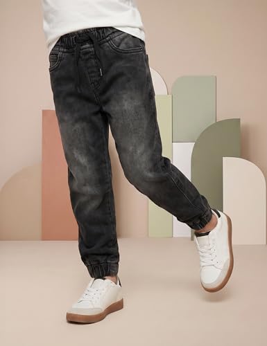 Image of Amazon Brand - Symbol Boys Cotton Rich Stretchable Slim Fit Jogger Jeans | Elasticated Waistband and Cuff | Casual Denim | Age 2-14 Years