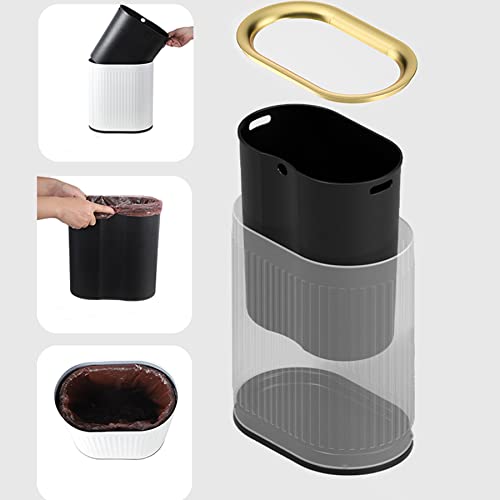 Doyingus Slim Wastebasket For Bathroom, 3.2 Gallon Stainless Steel Trash Can, Narrow Garbage Can With Inner Barrel, Small Garbage Container Bin Waste Bin For Kitchen, Home, Office (Black) #TOP5