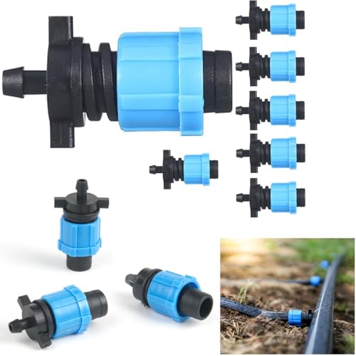 Aisetmoon 100 Pcs Drip Irrigation Tubing Coupling Barbed Locking Fitting Kit & Barbed Locking Fitting Kit, Drip Tape Connector for 5/8" Drip Tape Sprinker