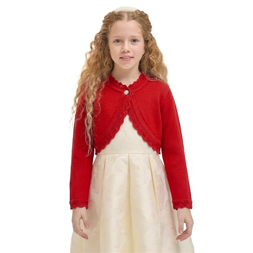 Image of Lilax Little Girls' Knit Long Sleeve Button Closure Bolero Cardigan Shrug