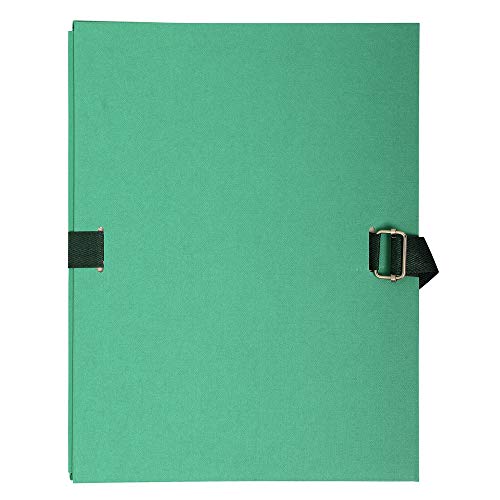 Exacompta - Ref 223090E - Expanding Folder - 240 x 320mm in Size, Suitable for Storing A4 Documents, Expands Up To 13cm, Coloured Canvas with Matching Strap - Light Green (Pack of 5)