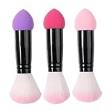 Ipetboom 3 Piezas Brocha de Maquillaje de Doble Punta para Polvos Cremas y Rubor Brochas de Maquillaje de Doble Cara Rostro y Mejillas