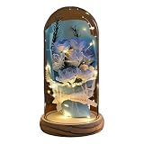 Flor artificial brillante de rosa eterna, regalo para mujeres, flores brillantes encantadas, lámpara de rosas preservadas, regalos para aniversario, madres, mujeres, novia, esposa, cumpleaños
