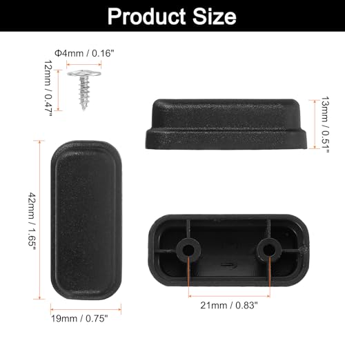 uxcell 4Pcs Luggage Replacement Pads, Plastic Luggage Stand Feet Stud, Suitcase and Travel Gear Bottom Side Accessories with Self-Tapping Screws, Black (42x19x13mm)2