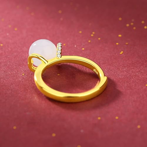 Bague en argent Sterling S925 pour femme ornée d'une calcédoine fine