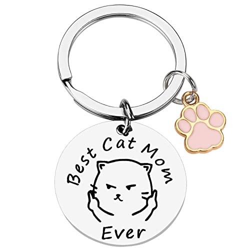 Stainless Steel Best Cat Mom Keychain