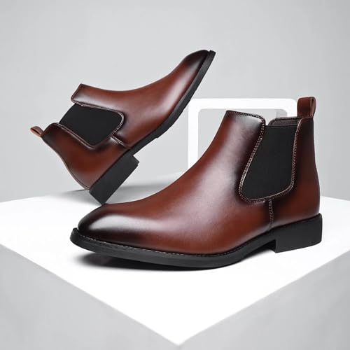 Image of SANNAX Men's Chelsea Boots Classic Business Leather Shoes Casual Dress Ankle Boot
