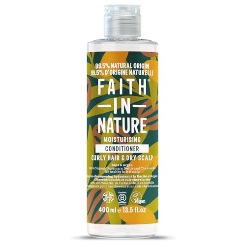 Faith In Nature Acondicionador natural de aceite de karité y argán, nutritivo, vegano y libre de experimentos con animales, sin SLS ni parabenos, para cabello seco y muy seco, 400 ml