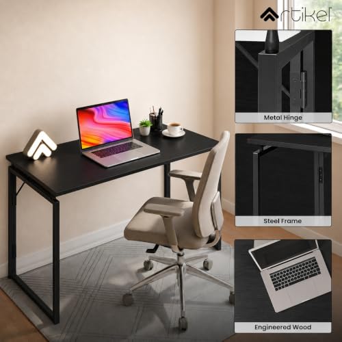 Image of Artikel Foldy Wooden Foldable Study Table Computer Desk for Home Office| Compact Portable Writing Desk for Students, Adults| No Assembly Folding Laptop Table, Workstation & PC Desktop Tables 80*40cm