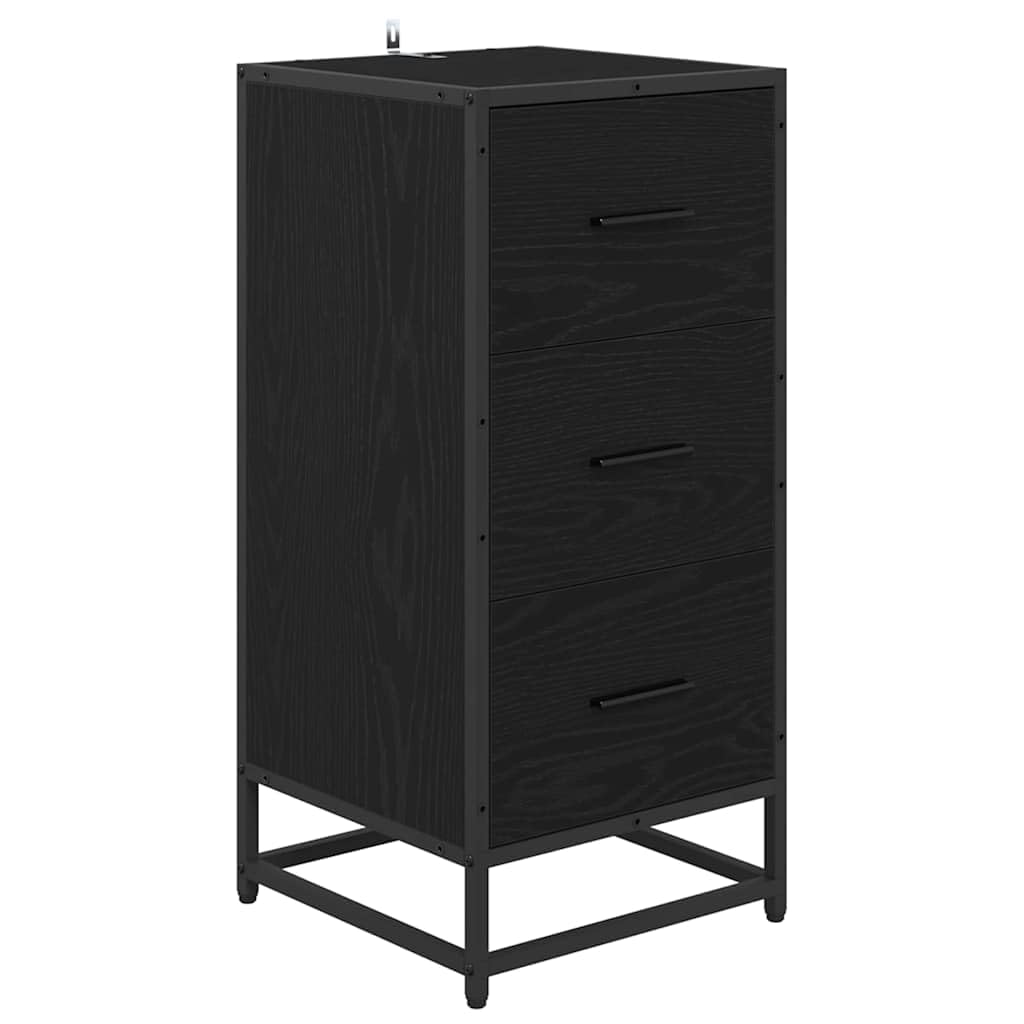 Kredens czarny wygląd dębu z materiału drewnopochodnego, 35,5 x 35