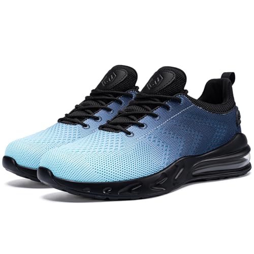 LARNMERN Men Non Slip Work Sneakers Water Resistant Food Service Zapatos Trabajo Antideslizantes Walking Shoes Waterproof Shoes Slip-on, Light Blue 10 - Thumbnail 6