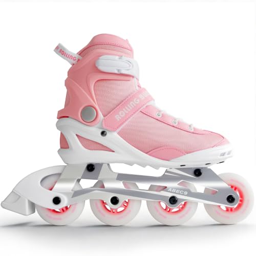 Image of Inline Skates PRO for Adult Women - ABEC-9 Bearing with Breathable Lining for Male Female, Optional Brake, Size W 6-9, Black