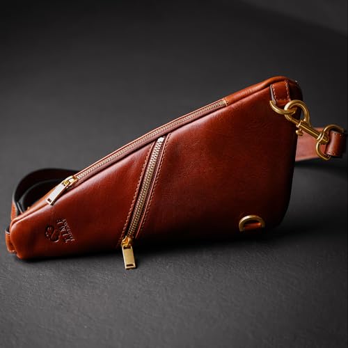 Time Resistance Leather Sling Bag - Full-Grain Leather Bag - Chest Bag for Men and Women3