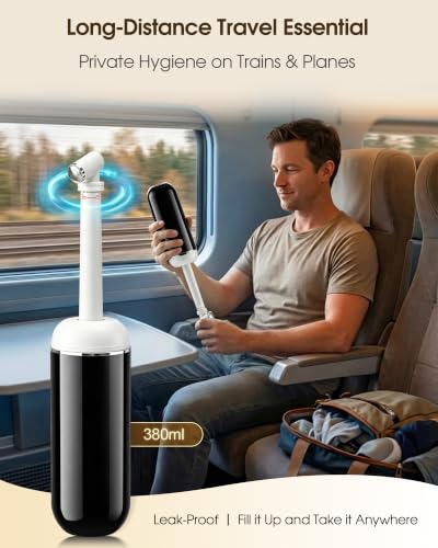 Image of Portable Bidet for Travel & Camping - Manual Squeeze Peri Bottle Handheld | 3 Leak-Proof Seals | BPA-Free | Feminine Hygiene Care | Postpartum | Extendable Sprayer with Nozzle | for Men&Women-Black