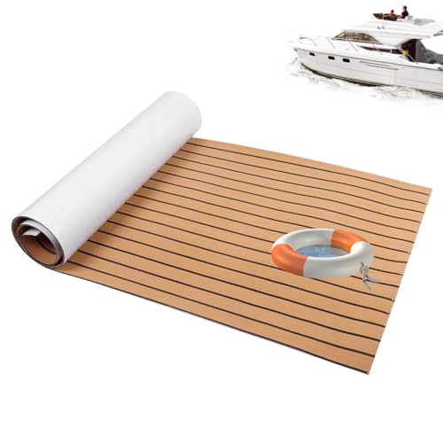 Cocoarm Bootsteppich Selbstklebend, Eva Schaum Decksbelag für Boote, 90x240x0.6cm, Marine Synthetic Flooring, Gold und Schwarz