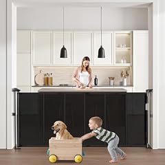 VEVOR Cancelletto Retrattile per Casa 870 mm di Altezza, Estensibile Fino a 1800 mm di Larghezza, Cancelletto di Sicurezza Retrattile per Animali Domestici, Materiale a Rete, Nero