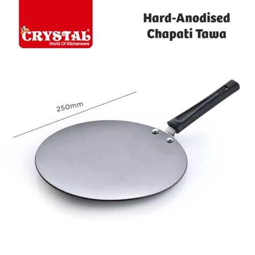 Image of Crystal Hard-Anodised Roti Tawa 250 MM | Thick Base for Uniform Heating | Metal Spoon Friendly | Ideal for Roti, Chapati, Paratha etc