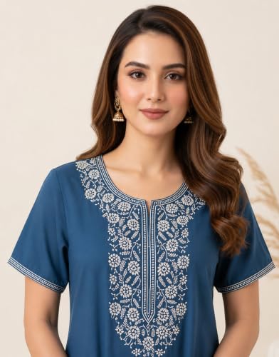 Image of BellaMora Nighty| Nighty for Women Stylish| Alpine Nighty for Women| Night Gown for Women Stylish| Breathable Alpine Fabric| Elegant Embroidery|