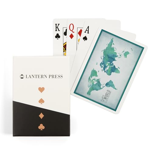 Baraja de poker Lantern Press World Map, 52 cartas