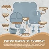 Yum Yum's Baby 10 Pcs Blue Weaning Set - Complete Toddler Feeding Kit w/Sectioned Plate, Suction Bowls, Cutlery with Mouth Guard, Straw Cup, Bib & Mat - Non-Slip - for Toddlers & Baby Gift - Image 6