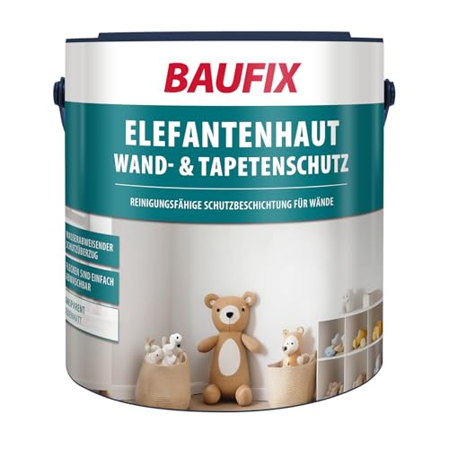 BAUFIX Elefantenhaut Wand- & Tapetenschutz transparent, seidenmatt, 2.5 Liter, Wandfarbe, abwaschbar, Schutzüberzug für stark beanspruchte Wände