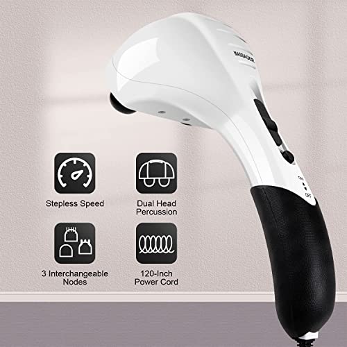 Cotsoco Handheld Neck Back Massager - Double Head Electric Full Body Massager - Deep Tissue Percussion Massage Hammer For Muscles, Arm, Neck, Shoulder, Back, Leg, Foot (Black) #TOP1