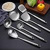 18/10 Stainless Steel Kitchen Utensils Set, 6 PCS All Metal Professional Cooking Utensils, 15" Long Kitchen Tools - Spatula, Ladle, Skimmer Spoon, Pasta Serve, Large Spoon, Slotted Spatula Tunner #5