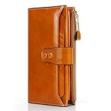 【Große Kapazität】Die Brieftasche mit organisiertem Aufbau und großer Kapazität. Es enthält 10 RFID LOCK Kreditkartenfächer und 2 ID Windows & 6 Cash Sections & 1 Zipper-Sektion, um Bargeld oder andere schöne Dinge zu speichern.